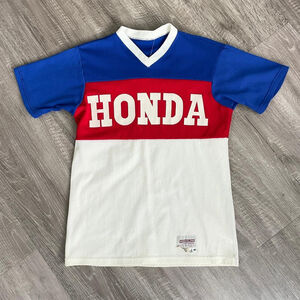 Vintage 70s honda racing jersey mesh motocross jersey red, white, blue size M